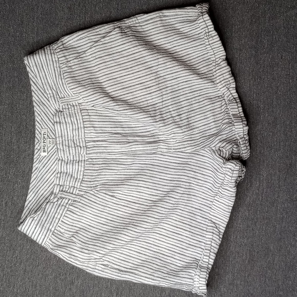 Rag Poets Woven Linen Shorts Women's 27 White Striped - Picture 1 of 5